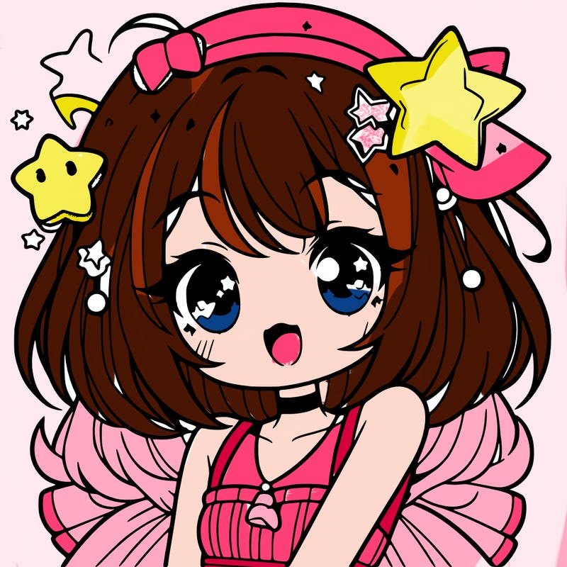 cute anime girl with star accessories