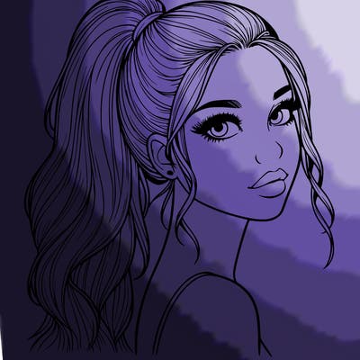 realistic pretty girl with high pony tail