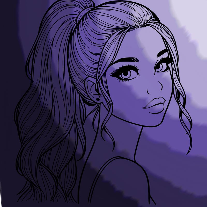 realistic pretty girl with high pony tail