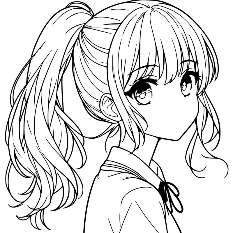 beautiful anime girl with a ponytail