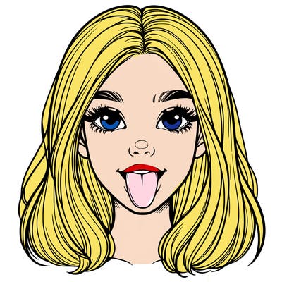 realistic girl with her tongue out