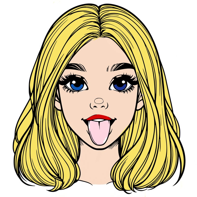 realistic girl with her tongue out
