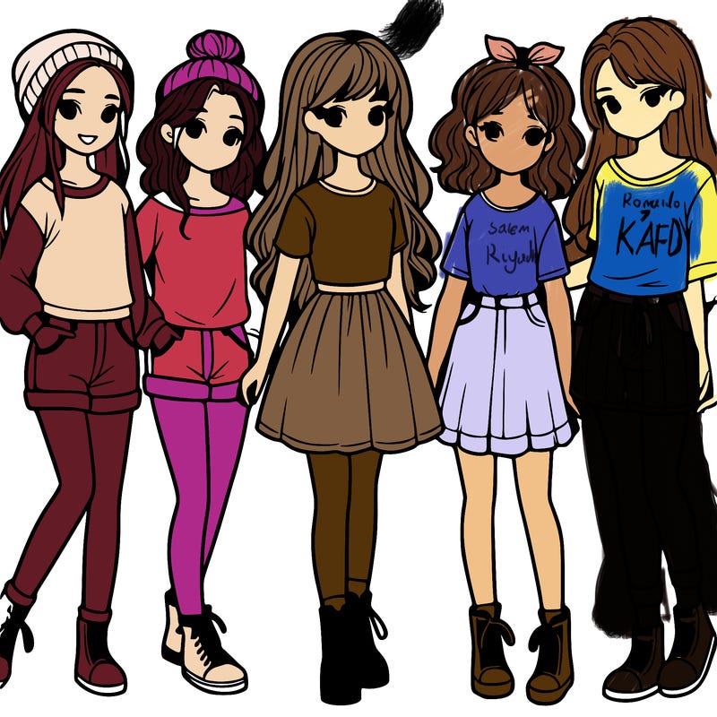 a group of five girls