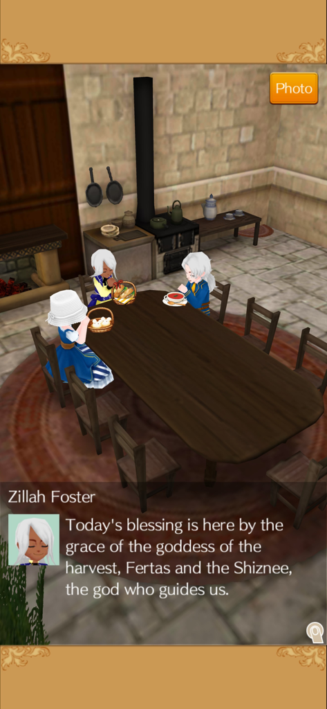 WorldNeverland - Elnea Kingdom - Charaktere, die in WorldNeverland Elnea Kingdom um einen Esstisch sitzen