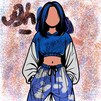 realistic girl faceless with baggy pants and a crop top