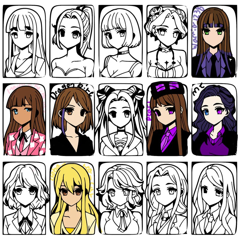 girls that look diffrent anime