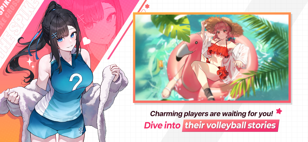 The Spike - Volleyball Story - Two anime characters from The Spike Volleyball Story mobile game