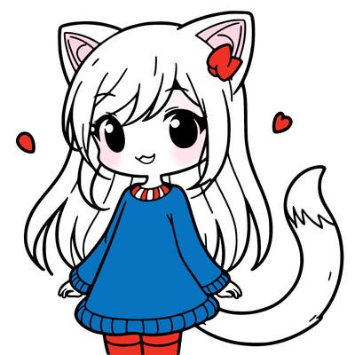 girl with cat ears and tail