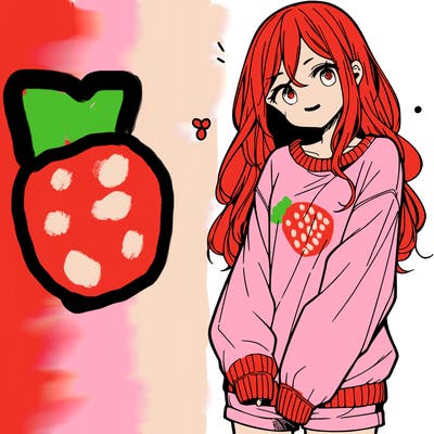 manga teen girl  in a sweater and baggy pants