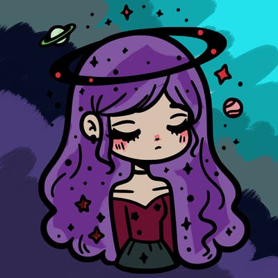 galaxy girl with a galaxy halo