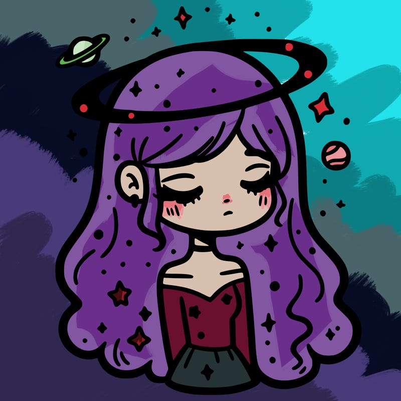 galaxy girl with a galaxy halo