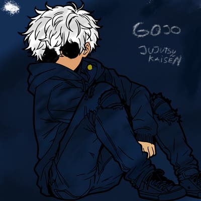 a male hoddie ripped jeans messy hair anime