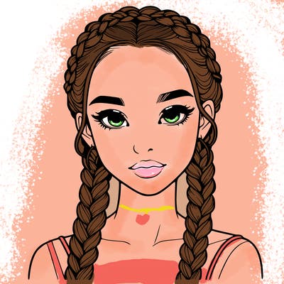 realistic girl with braids