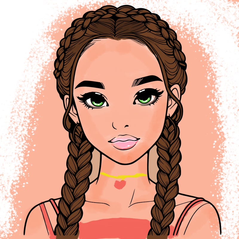 realistic girl with braids