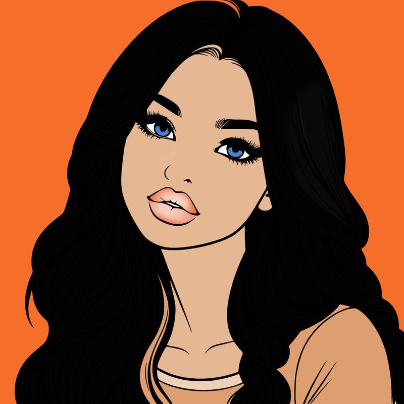 realistic girl with hair on her hair and lips