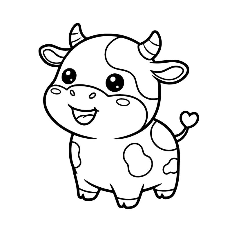 smiling kawaii chibi cow