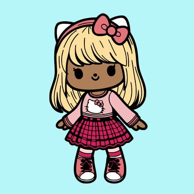 realistic girl wearing hellokitty