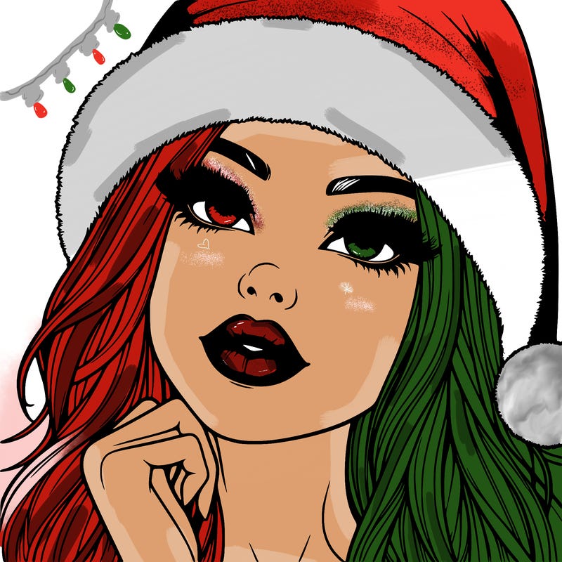 realistic christmas girl with lips