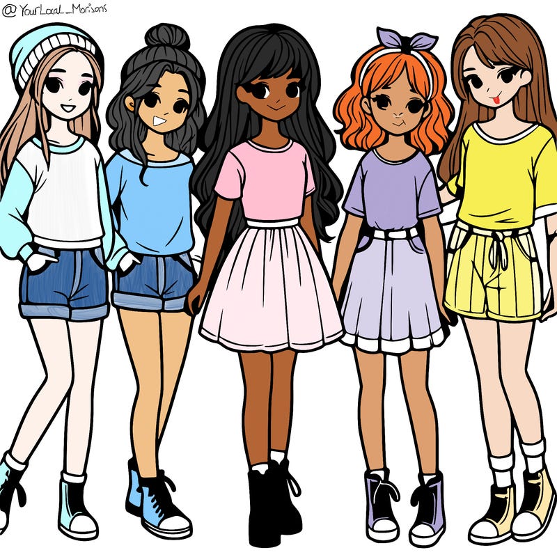 a group of five girls