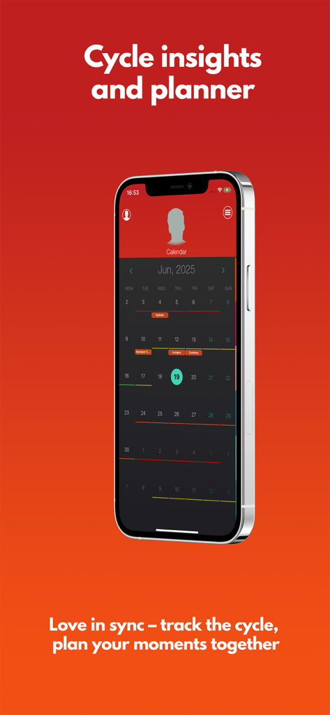 iSexSpinner Kamasutra Premium - iSexSpinner Kamasutra app cycle insights and intimacy planner calendar view