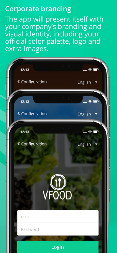 Apdata Mobile - さまざまな企業テーマとロゴでカスタマイズ可能な企業ブランド機能を表示するApdata Mobileアプリのスクリーンショット