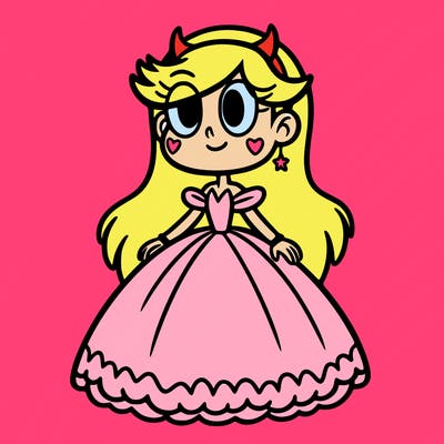 star butterfly from star vs the forces of evil in a gown