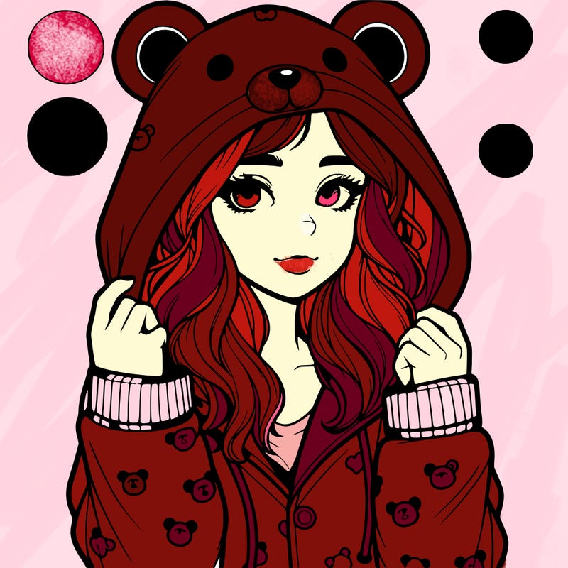 realistic girl in a animal pjs hoodie