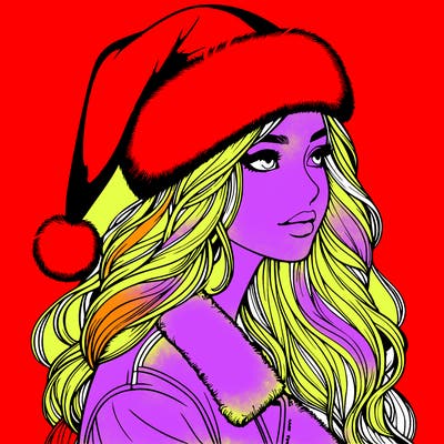 realistic girl in santa hat