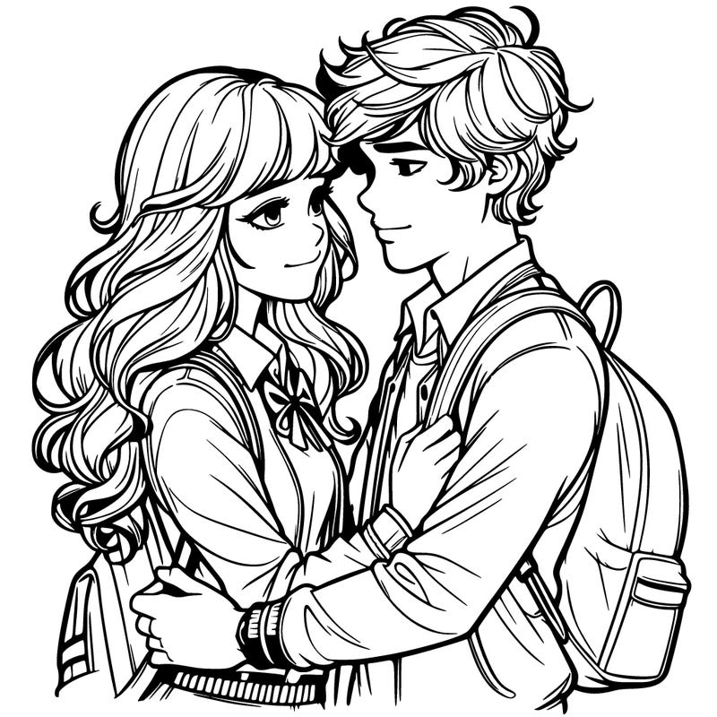 realistic teen boy and girl in love