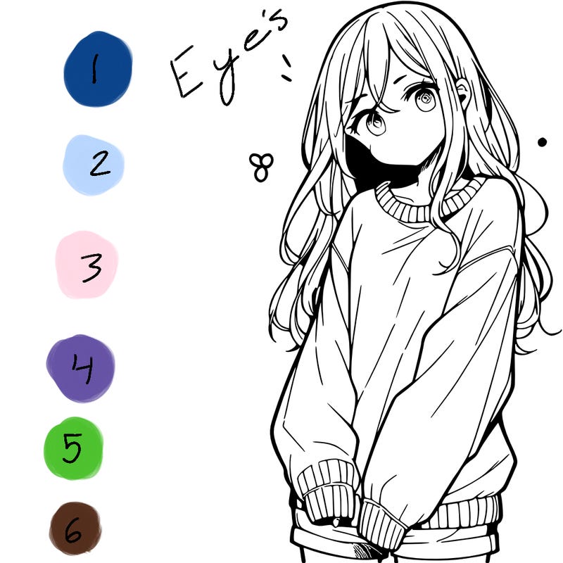 manga teen girl  in a sweater and baggy pants