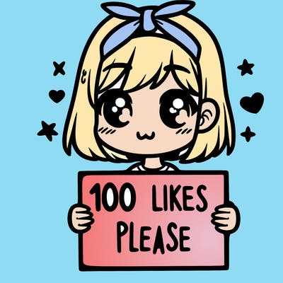 girl holding sign saying 100 likes please