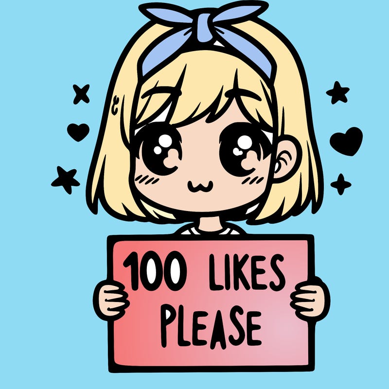 girl holding sign saying 100 likes please