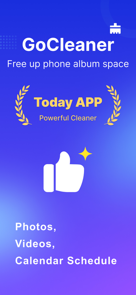 GoCleaner: Boost Phone Storage - GoCleaner app interface showing storage cleaning features for photos videos and calendar