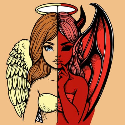 realistic angel half demon