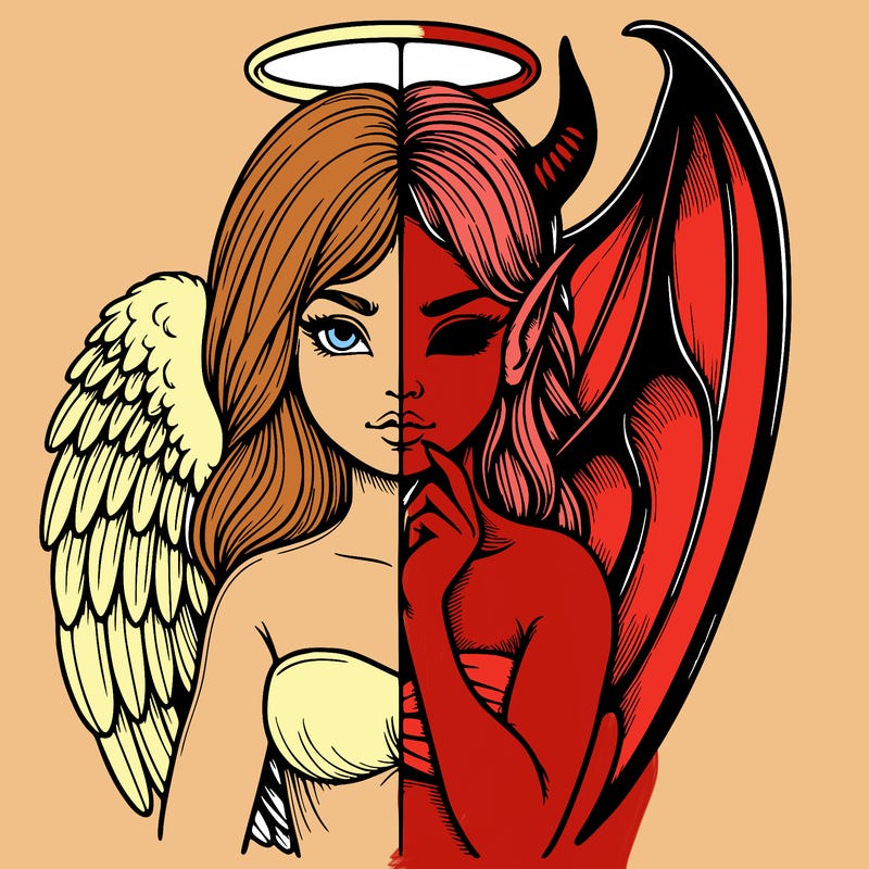 realistic angel half demon