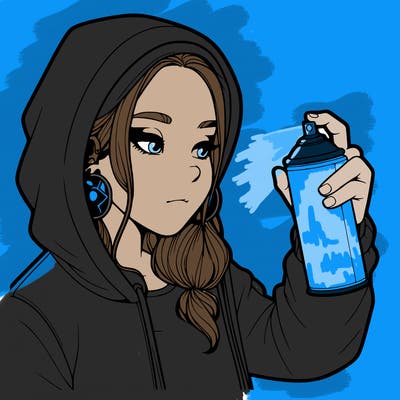 a realistic girl, spray painting