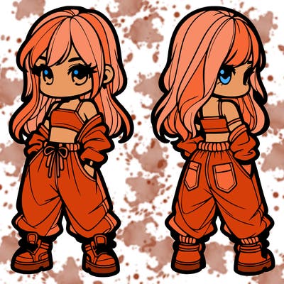 girl in crop top and baggy pants