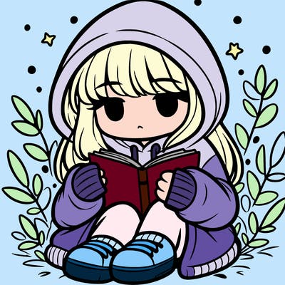 girl in oversized hoodie reading a book