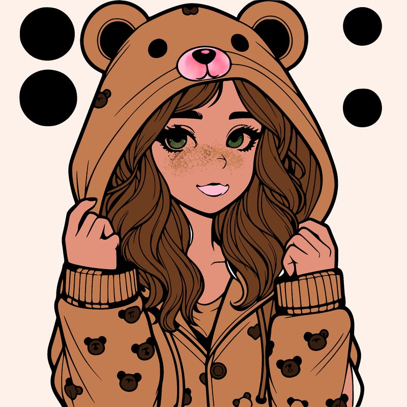 realistic girl in a animal pjs hoodie