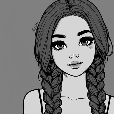 realistic girl with braids