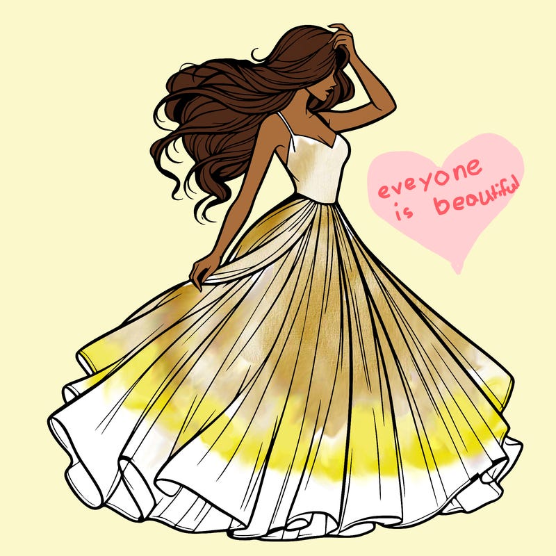 realistic woman with dress flowing in the wind