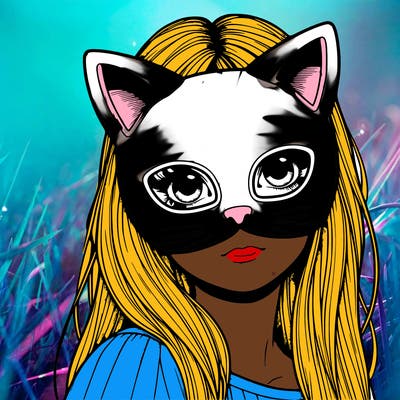 realistic girl with cat mask