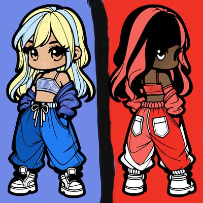 girl in crop top and baggy pants