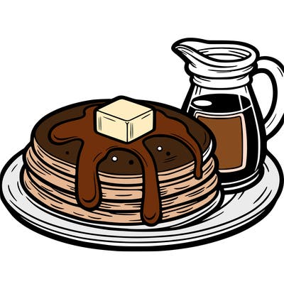 pancakes with butter and syrup