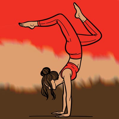 a woman doing a handstand
