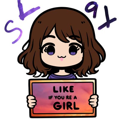 a cute girl holding a sign that says like if you’re a girl