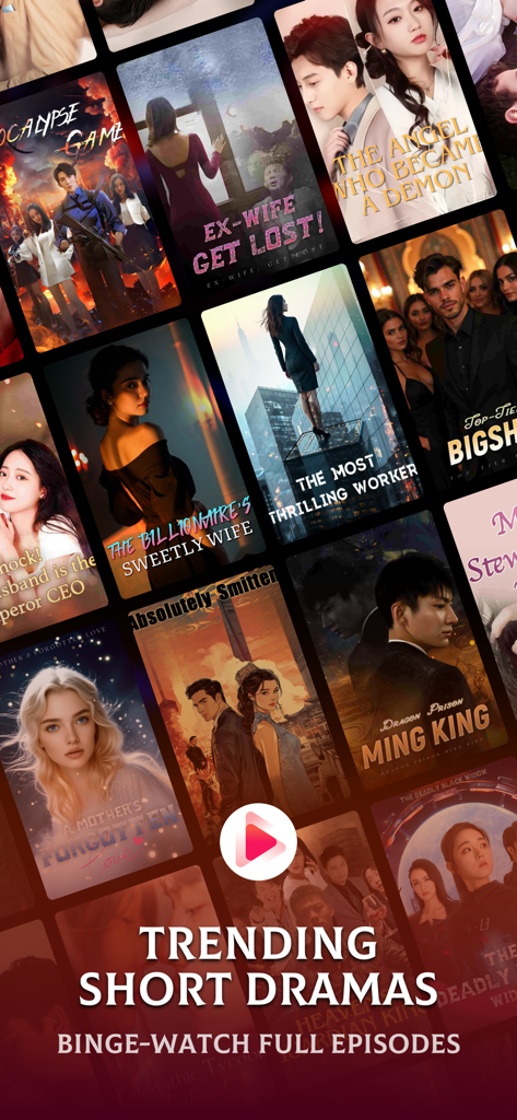 Eine Sammlung von Postern angesagter Kurz-Dramen auf der Drama Hub App-Oberfläche