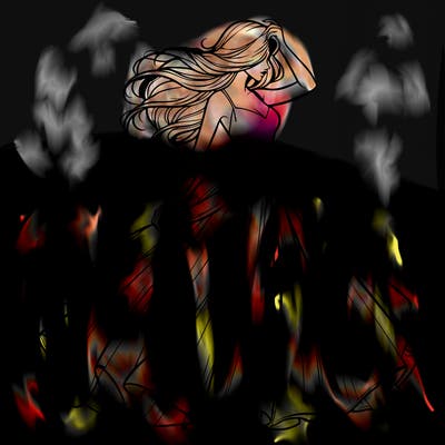 realistic woman with dress flowing in the wind