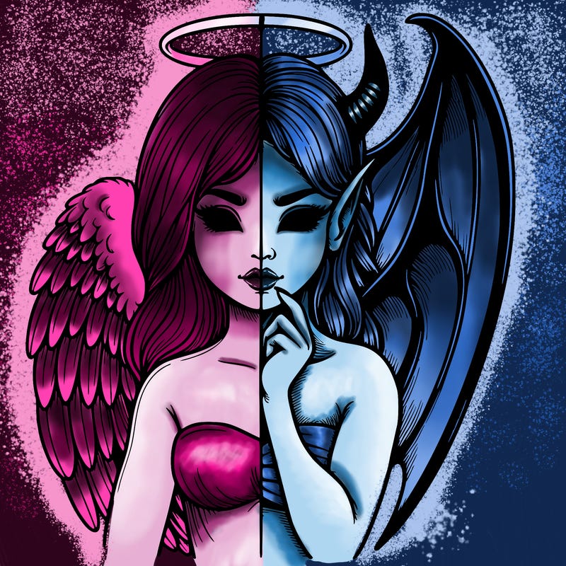 realistic angel half demon