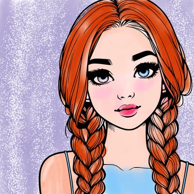 realistic girl with braids